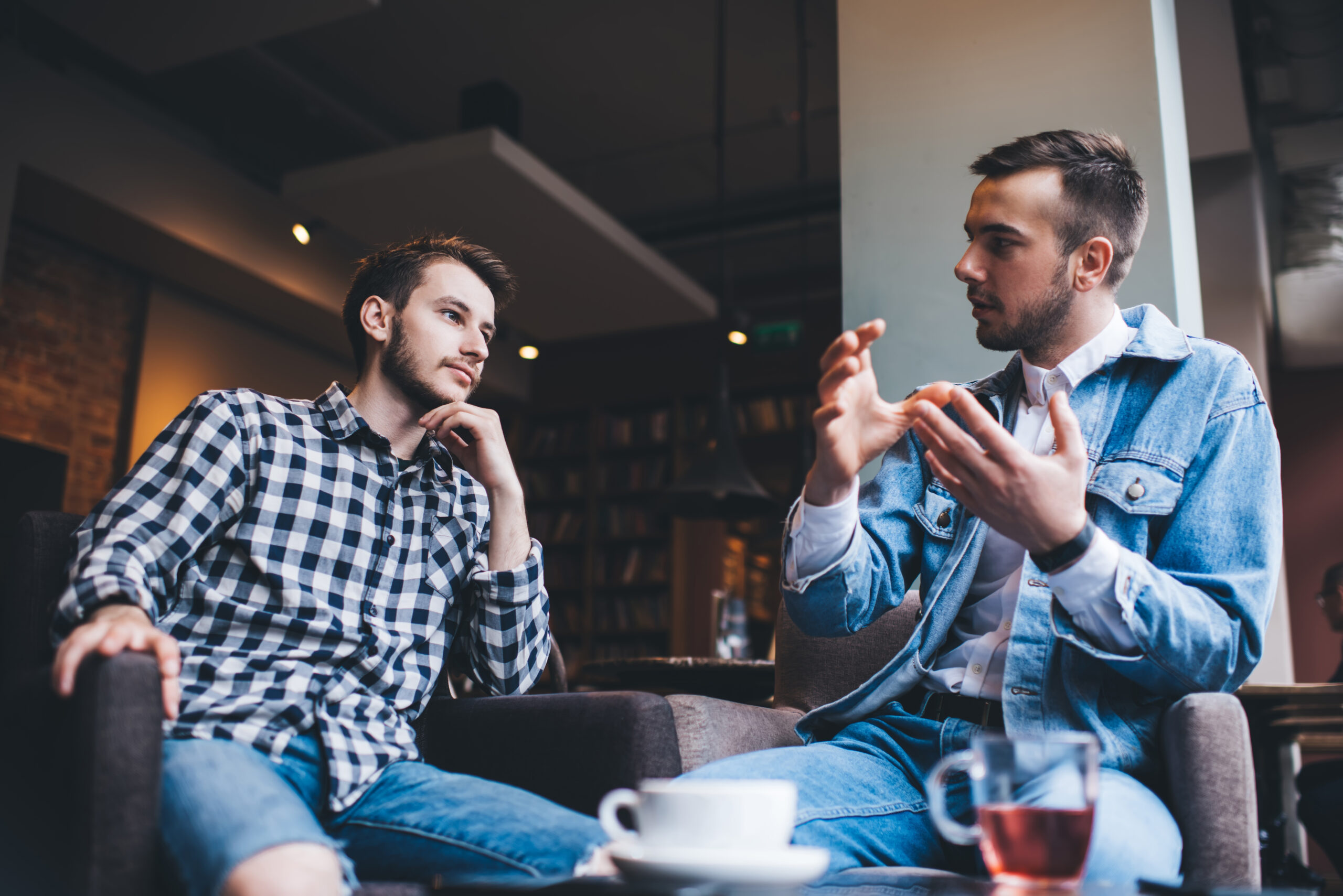 Two friends having a conversation about the gospel