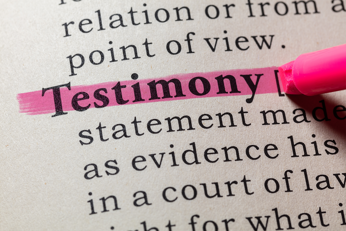 testimony highlighted in pink marker